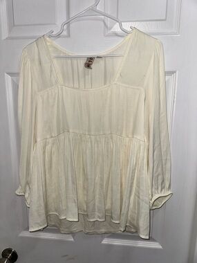 Dolan Cream Peasant Square Neck Tunic Blouse